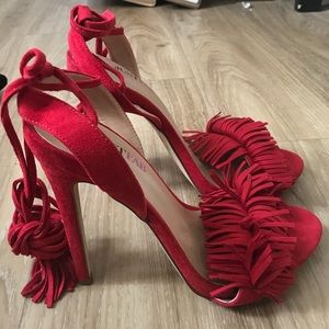Red Fringe Heels